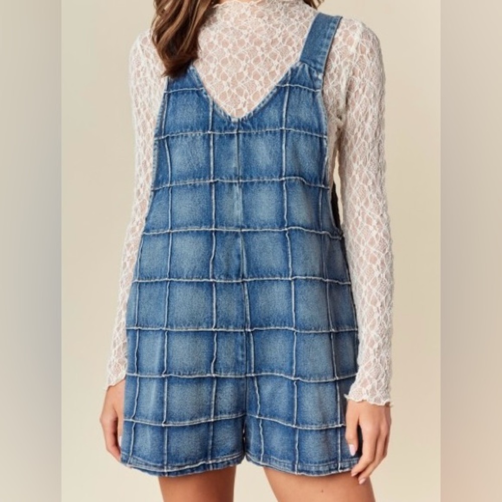 NWT Boutique Denim Patchwork Romper